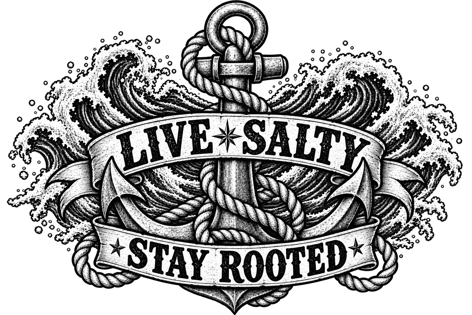 Live Salty Stay Rooted Waves 1