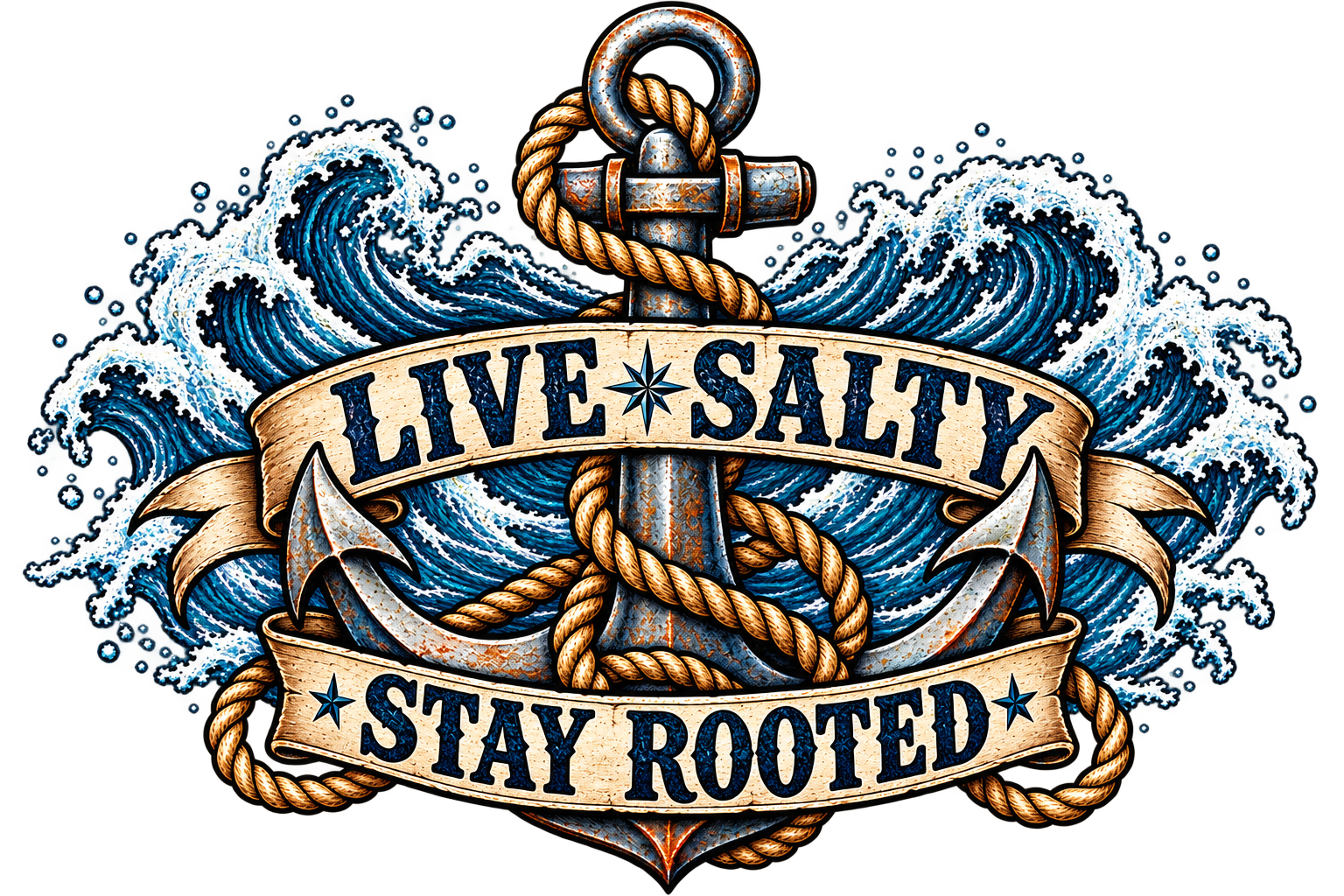 Live Salty Stay Rooted Waves 2